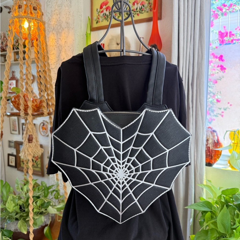 MAD Engine Black and White Spider Web Backpack Purse